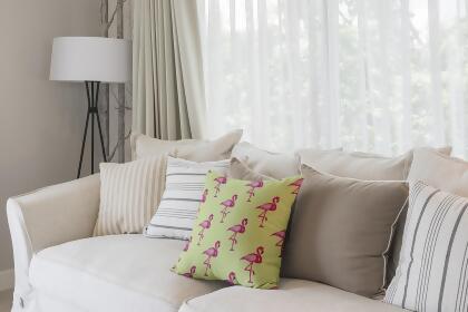 18" x 18" Green and Pink Flamingo Fanfare Throw Pillow alternate image