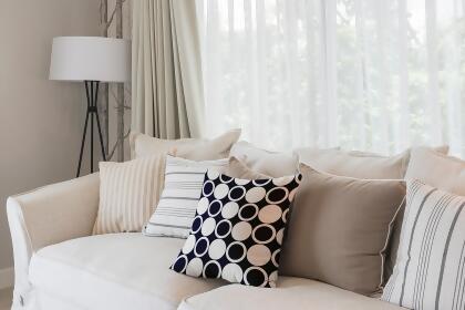 20" x 20" Blue and White Small Mod Circles Throw Pillow alternate image