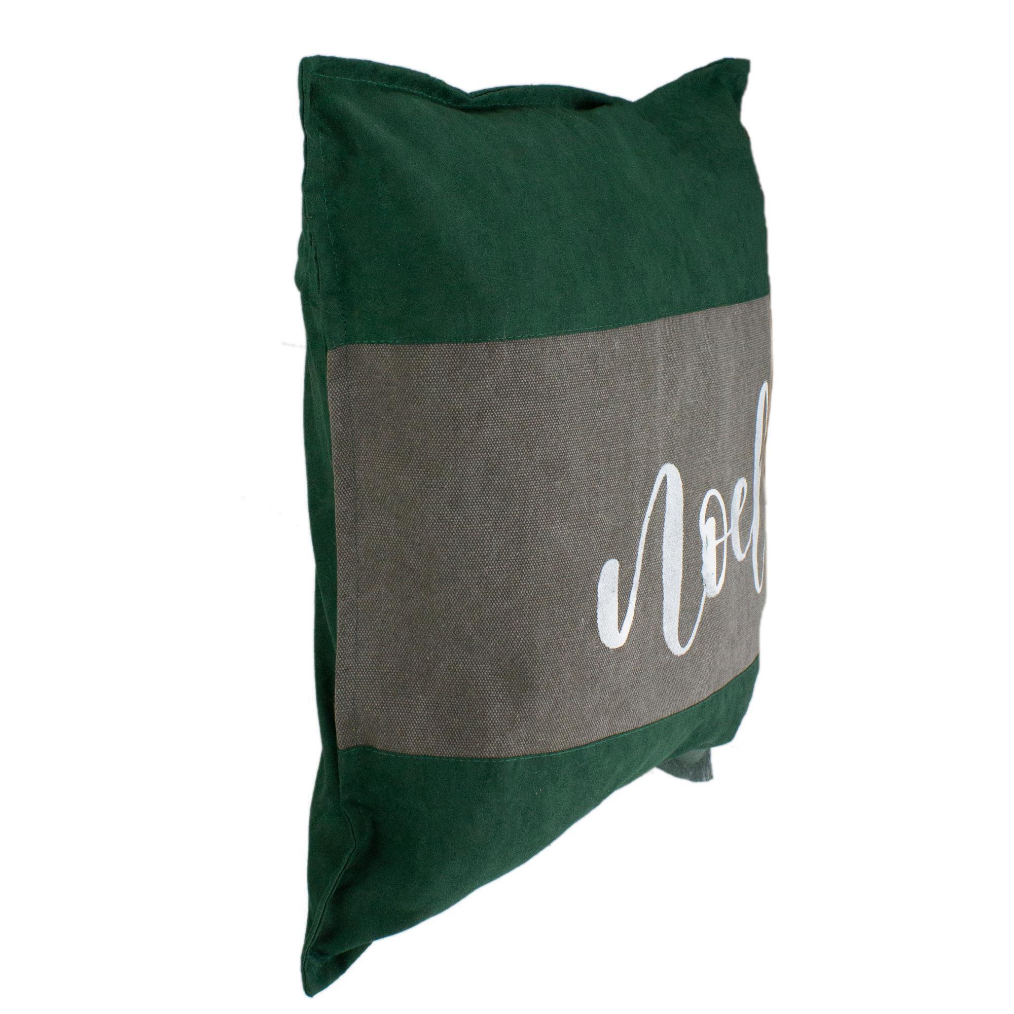 18" Green and Brown Suede "Noel" Christmas Square Throw Pillow alternate image