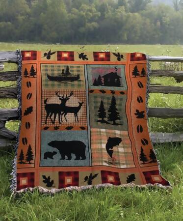 Orange and Black Contemporary Plaid Tapestry Throw Blanket 50" x 60" alternate image