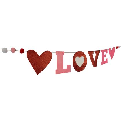 5' Glittered "Love" Valentine's Day Wall Banner Decoration alternate image