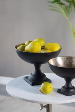 Round Aluminum Footed Bowl - 8.5" - Black and Gold alternate image
