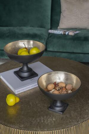 Round Aluminum Footed Bowl - 8.5" - Black and Gold alternate image