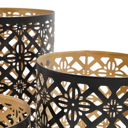 Morrocan Pierced Candle Lanterns - 12.25" - Black and Gold - Set of 3 alternate image