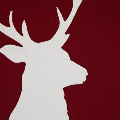 18" Maroon and Beige Deer Head Worsted Christmas Square Throw Pillow alternate image