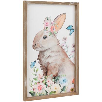 Easter Bunny with Flowers Framed Wall Sign - 11.75" alternate image