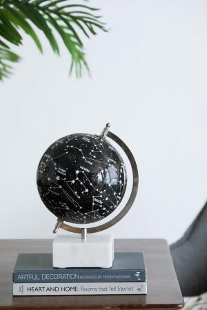 Constellation Globe On Marble Base - 11.75" - Black and White alternate image