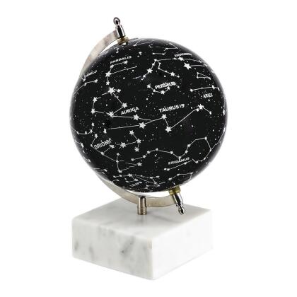 Constellation Globe On Marble Base - 11.75" - Black and White alternate image