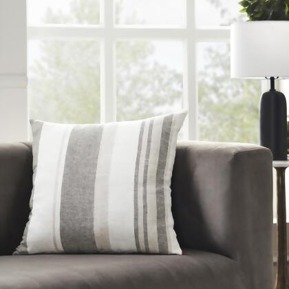 Cassidy Striped Throw Pillow - 20" - Gray and White alternate image