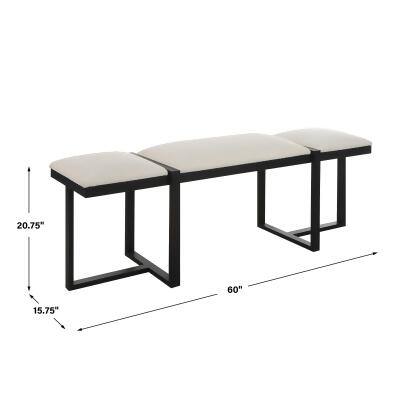 Textured Top Bench with Angular Framework - 60" - White and Black alternate image