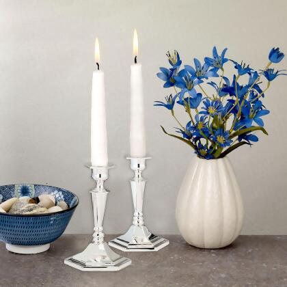 Set of 2 Silver Shabbat Tabletop Candlesticks 6" alternate image