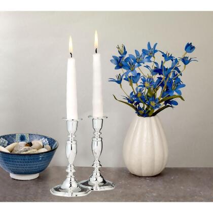 Set of 2 Silver Shabbat Tabletop Candlesticks 7" alternate image
