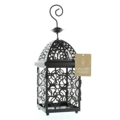 Moroccan Birdcage Hanging Candle Lantern with Loop - 13.75" - Black alternate image
