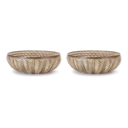 Wicker Round Bowls - 9" - Brown - Set of 2 alternate image