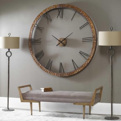 Large Roman Numeral Round Wall Clock - 61" Brown and Black alternate image