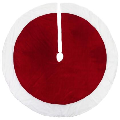 Velveteen Christmas Tree Skirt - 60" - Red and White alternate image