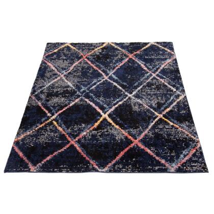 5.25' x 7.25' Geometric Trellis Rectangular Area Throw Rug - Navy Blue and Off White alternate image