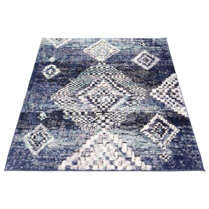 8' x 10' Geometric Rectangular Area Throw Rug - Blue and Off White alternate image