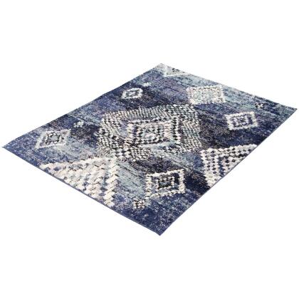 8' x 10' Geometric Rectangular Area Throw Rug - Blue and Off White alternate image