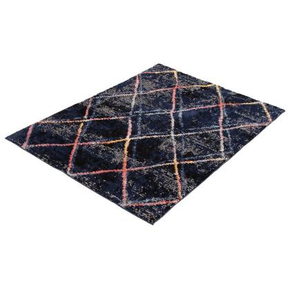 8' x 10' Geometric Trellis Rectangular Area Throw Rug - Navy Blue and Off White alternate image