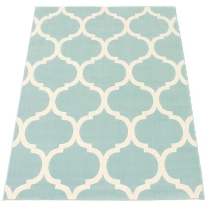 4.5' x 6.5' Moroccan Rectangular Area Throw Rug - Aqua Blue and Off White alternate image