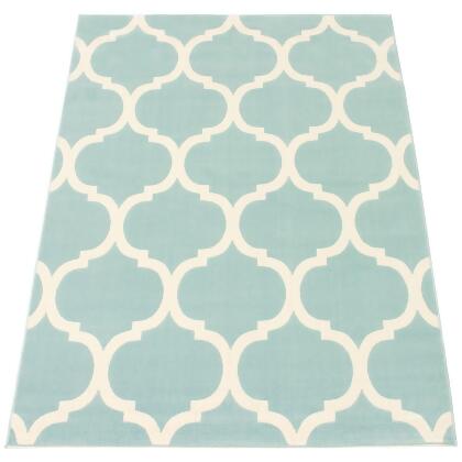 4' x 5.5' Moroccan Rectangular Area Throw Rug - Aqua Blue and Off White alternate image