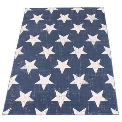 5.25' x 7.5' Americana Stars Rectangular Area Throw Rug - Blue and White alternate image