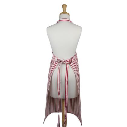 Striped "Foodie" Adjustable Kitchen Apron - 36" - White and Red alternate image