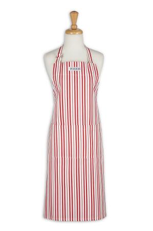 Striped "Foodie" Adjustable Kitchen Apron - 36" - White and Red alternate image