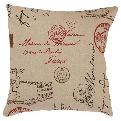 French Post Square Throw Pillows - 16.5" - Beige and Red - Set of 2 alternate image