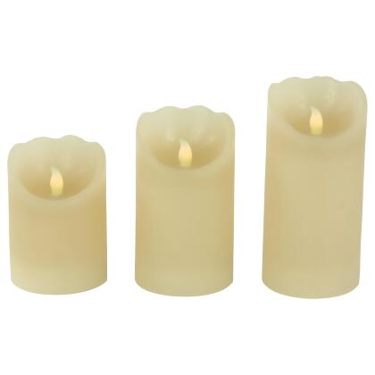 LED Operated Flameless Pillar Candles - 6" - Cream - Set of 3 alternate image