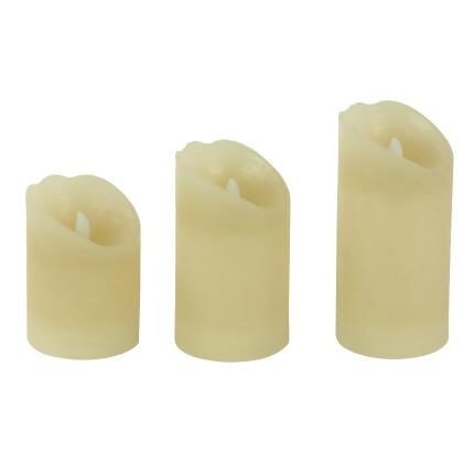 LED Operated Flameless Pillar Candles - 6" - Cream - Set of 3 alternate image