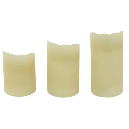 LED Operated Flameless Pillar Candles - 6" - Cream - Set of 3 alternate image