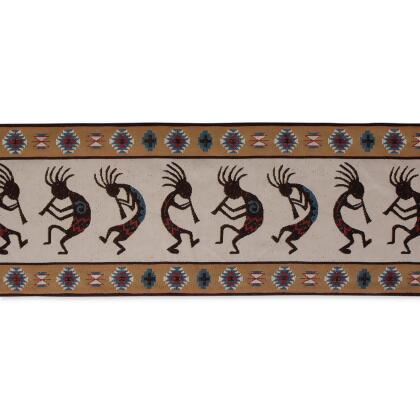 Kokopelli Woven Cotton Table Runner - 72" - Beige and Black alternate image
