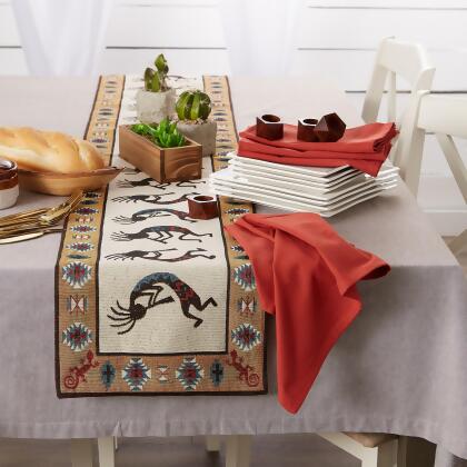 Kokopelli Woven Cotton Table Runner - 72" - Beige and Black alternate image