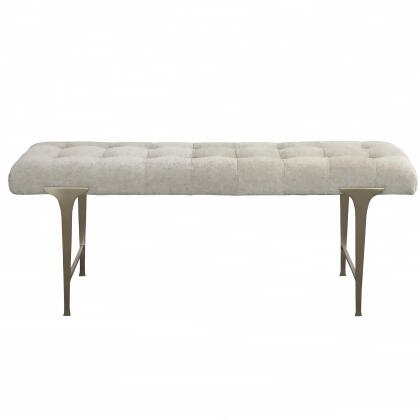 Biscuit Tufted Top Cushioned Bench - 48" - Gray and Champagne Gold alternate image