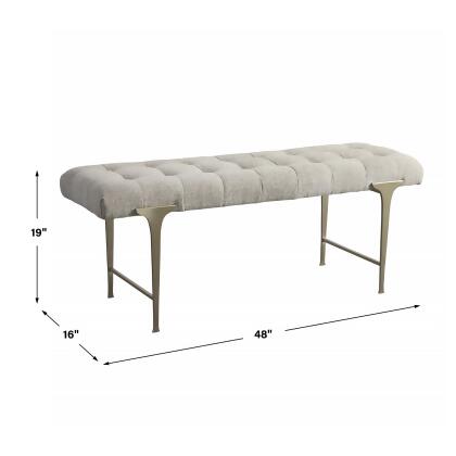 Biscuit Tufted Top Cushioned Bench - 48" - Gray and Champagne Gold alternate image