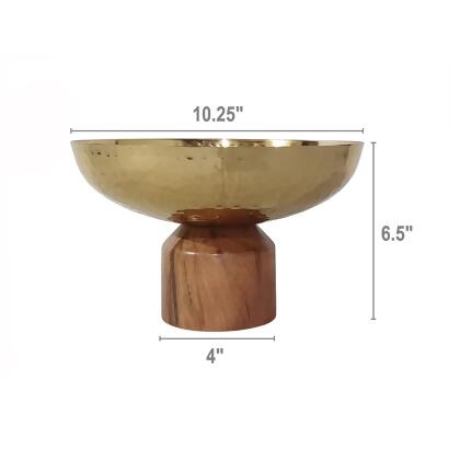 Large Punched Bowl with Acacia Wooden Base - 12" alternate image