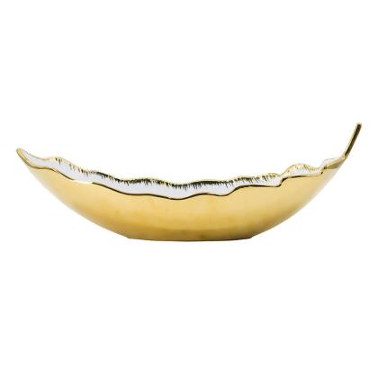 Metallic Leaf Shaped Ceramic Bowl -18.5" alternate image