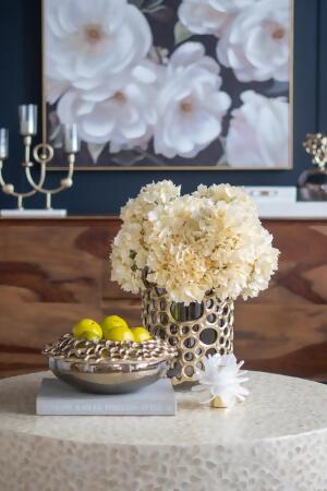 Honeycomb Glass Bowl - 12" - Black and Gold alternate image