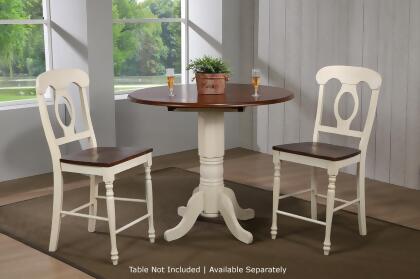 High Back Wooden Frame Bar Stools - 43" - Beige and Brown - Set of 2 alternate image