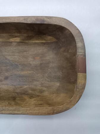 Rectangular Walnut Antique Finish Bowl - 19" - Brown alternate image