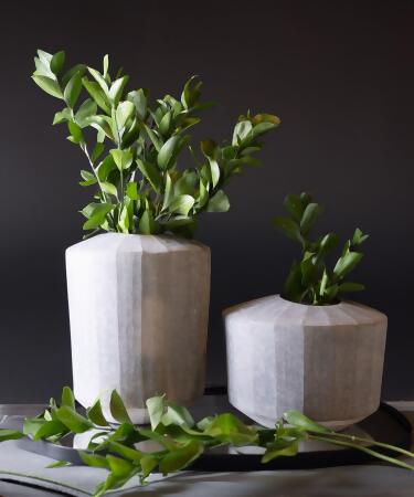 Long Smoke Flat Cut Stone Finish Glass Vase - 11" - Green alternate image