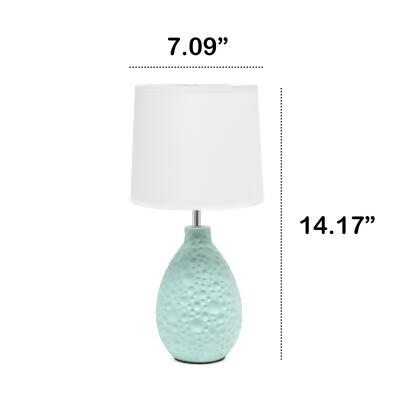 Textured Thumbprint Tear Drop Ceramic Table Lamp with Tapered Drum Shade - 14" - Blue and White alternate image