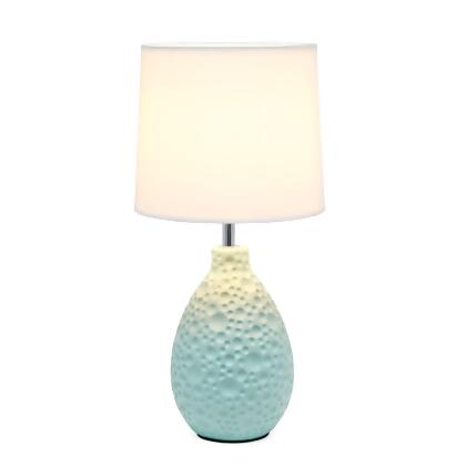 Textured Thumbprint Tear Drop Ceramic Table Lamp with Tapered Drum Shade - 14" - Blue and White alternate image