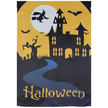Spooky House Halloween Outdoor House Flag with Bats and Witch 28" x 40" alternate image