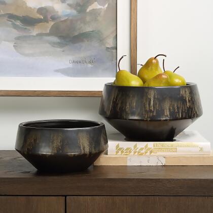 Drip Glaze Ceramic Accent Bowls - 15" - Bronze - Set of 2 alternate image