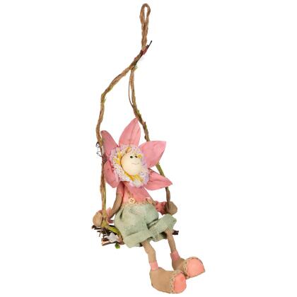23" Pink, Green and Tan Spring Floral Hanging Sunflower Girl Decorative Figure alternate image