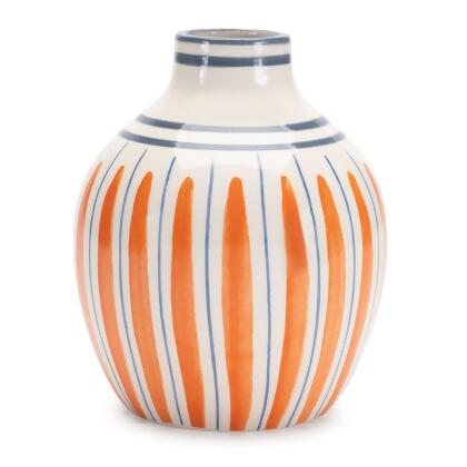 Multi Striped Dolomite Vase - 6.75" - Orange and Blue - Set of 2 alternate image