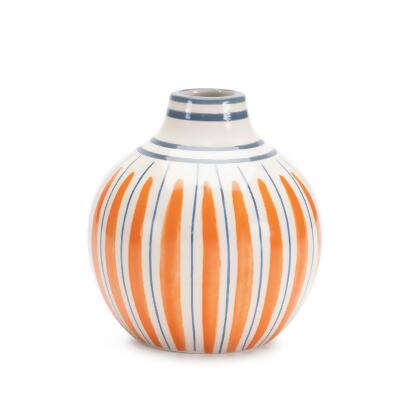 Multi Striped Dolomite Vase - 6.75" - Orange and Blue - Set of 2 alternate image